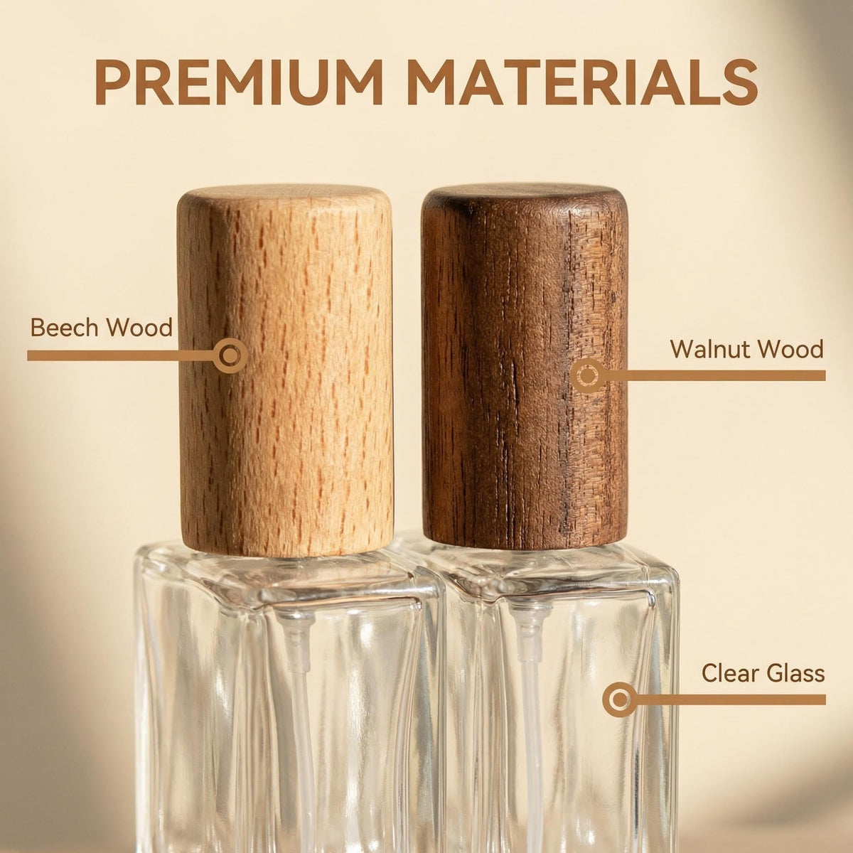 2 Pcs 15ml Clear Mini Glass Perfume Bottle with Wood Lid O871465