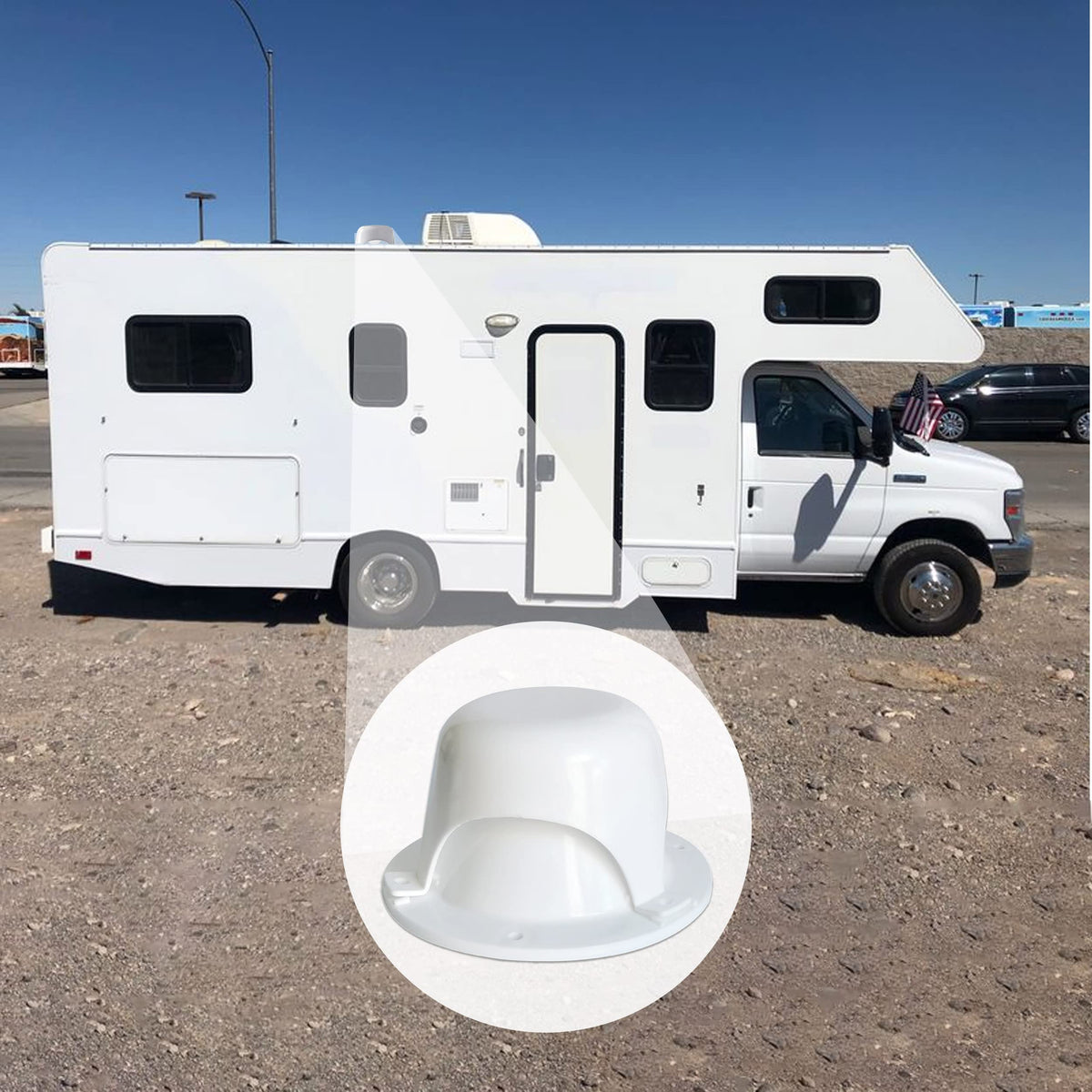 White RV Roof Vent Cover E98976
