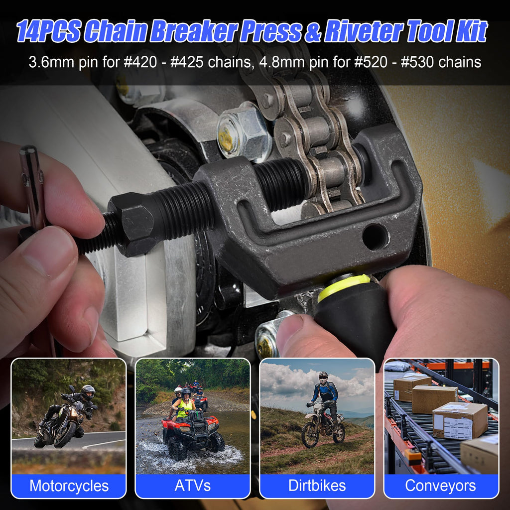 14 Pc Motorcycle Chain Breaker Tool Kit U1698