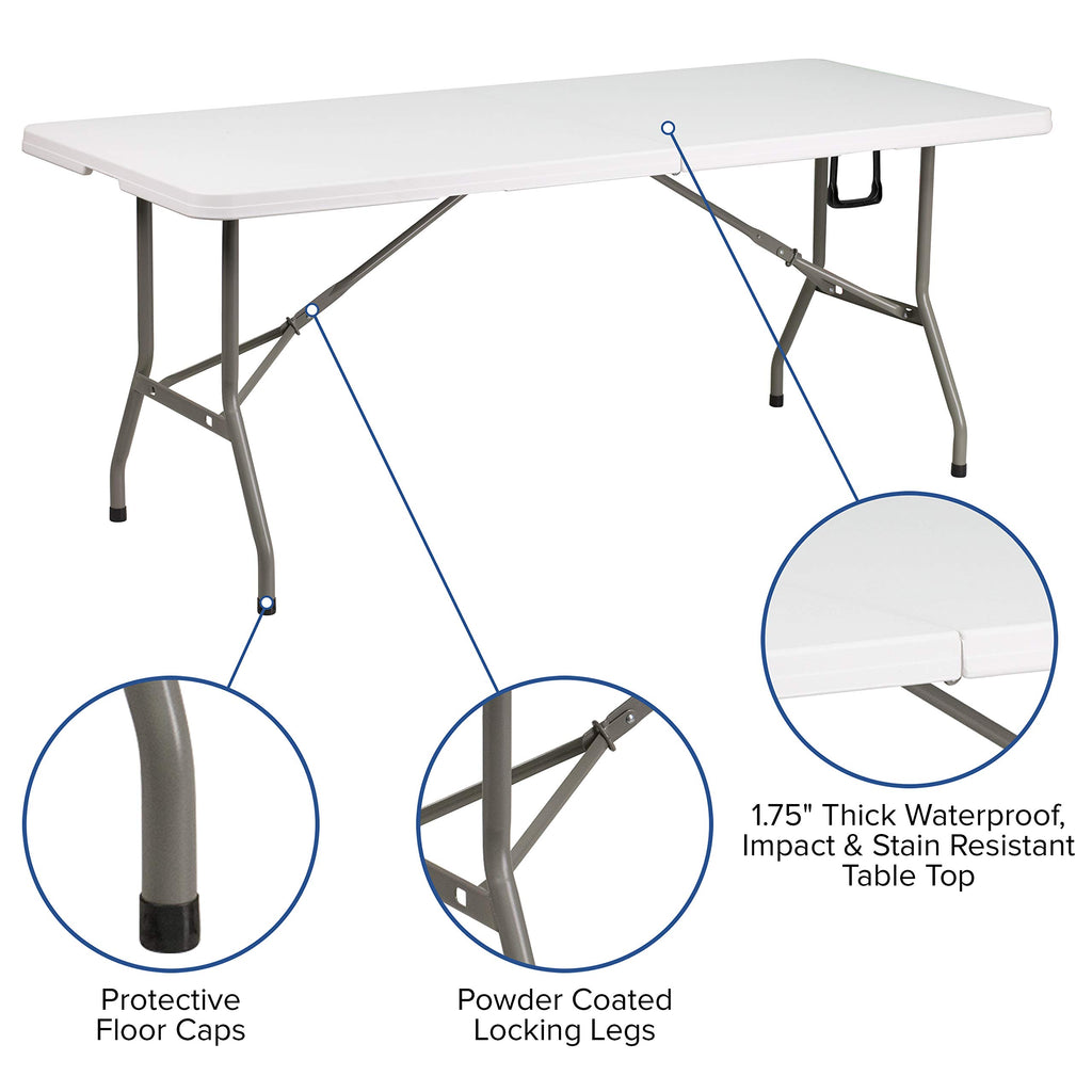 White 6-Foot Bi-Fold Plastic Folding Table M668544