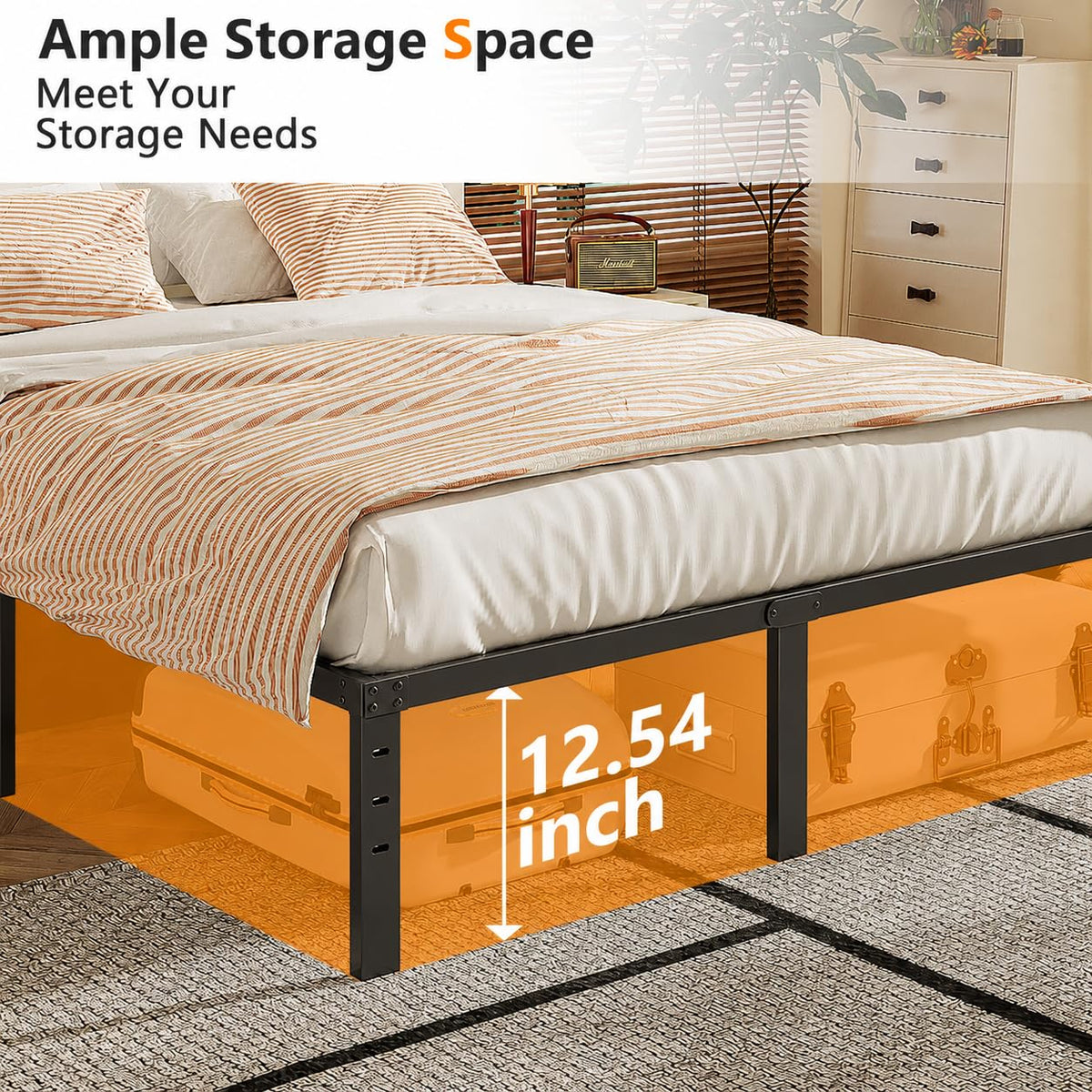 14 Inch Queen Metal Platform Bed Frame with Underbed Storage G3573