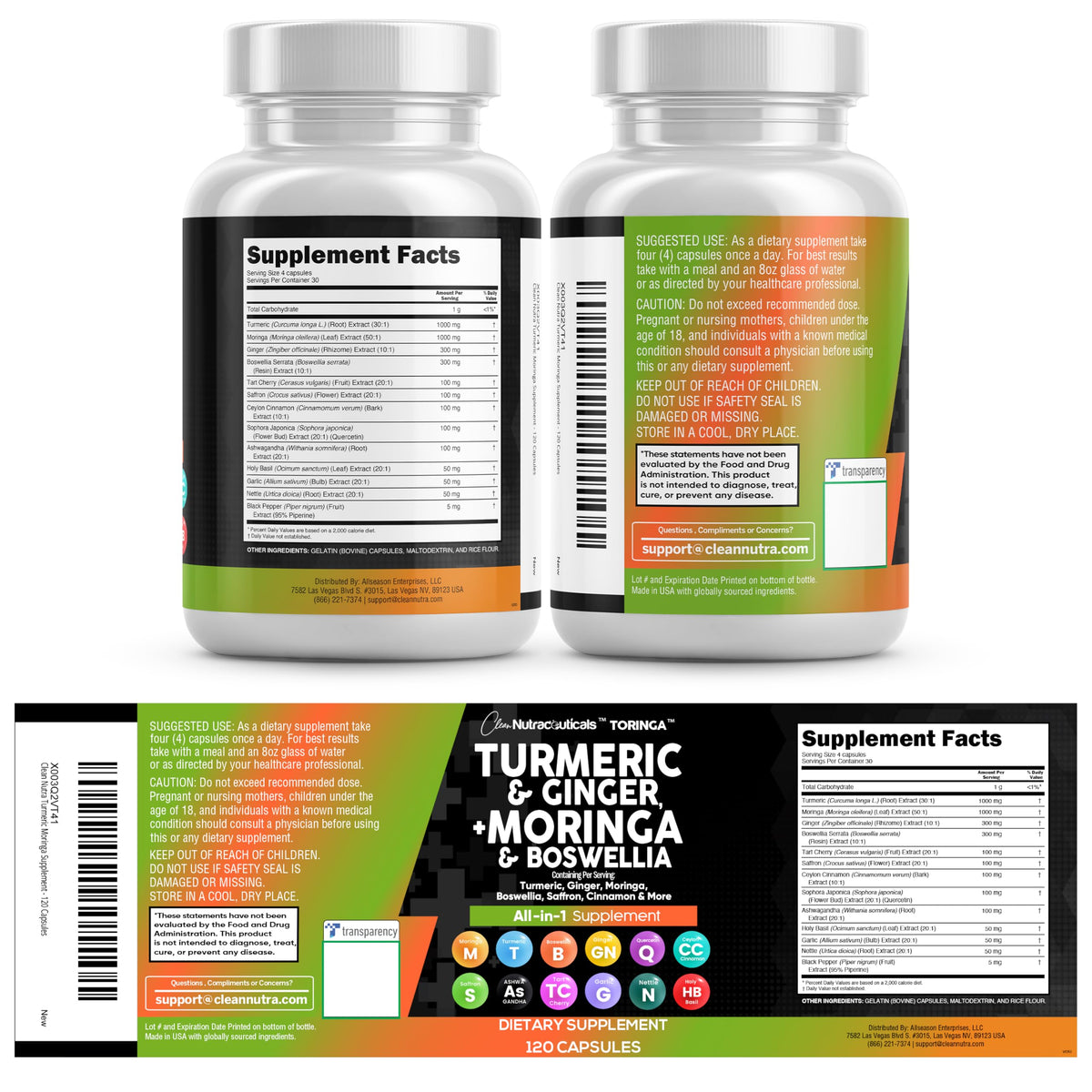 Turmeric Moringa Ginger Boswellia Saffron Supplement H56794
