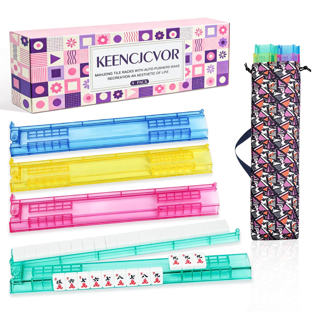 4 Pack Non-Slip Acrylic Mahjong Racks with Pushers R551
