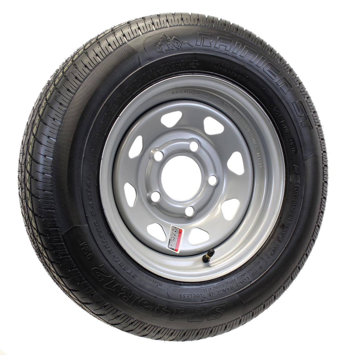 12 Inch Silver 5 Lug Trailer Tire Rim Assembly M789648