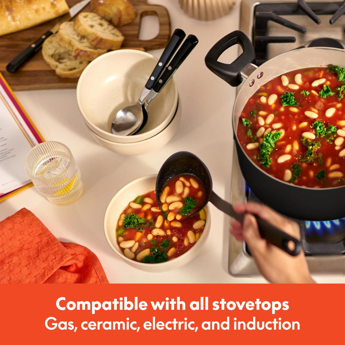 12 Piece Ceramic Nonstick Cookware Set Black B971