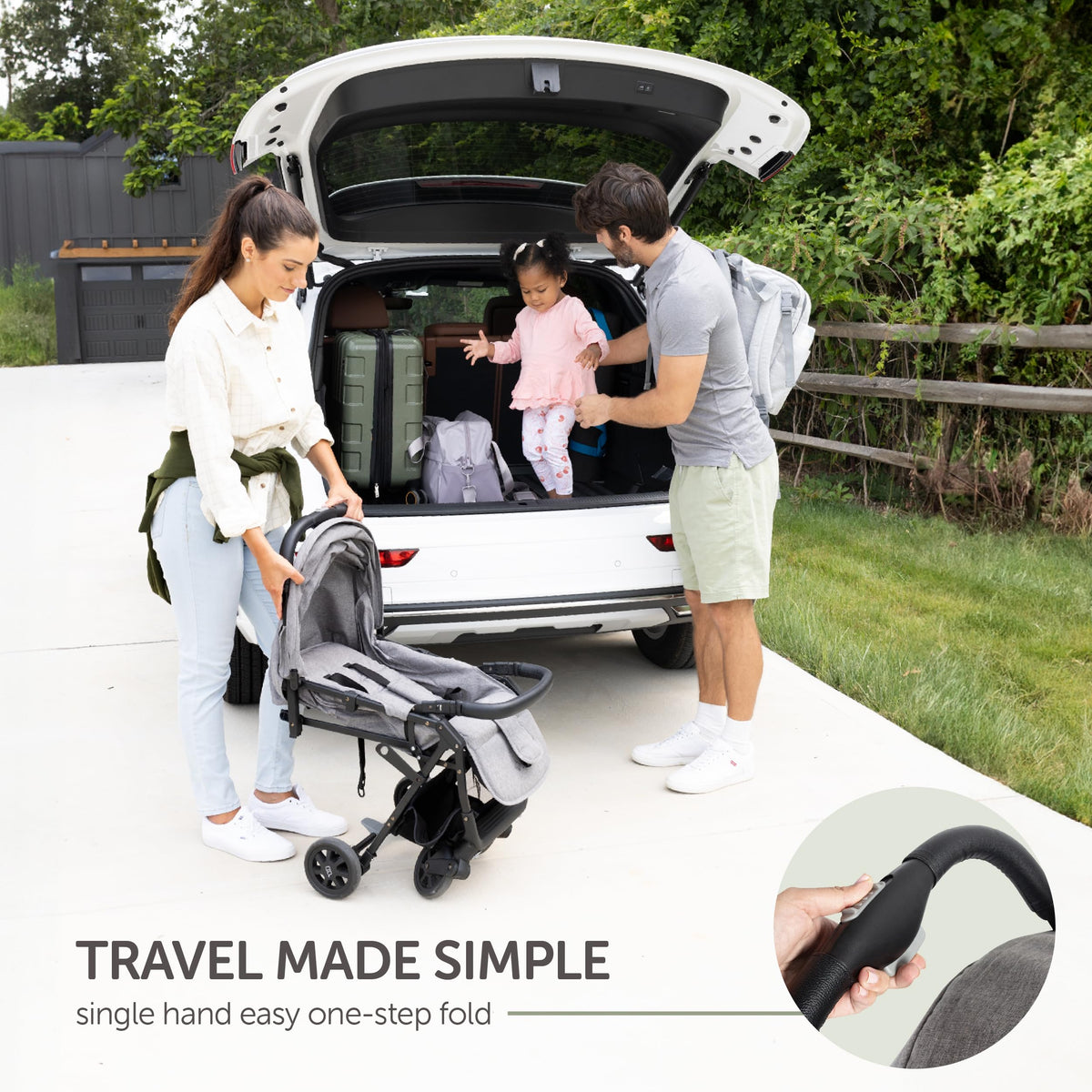 Lightweight Compact Travel Stroller with Canopy, Storage Basket & Recline B808