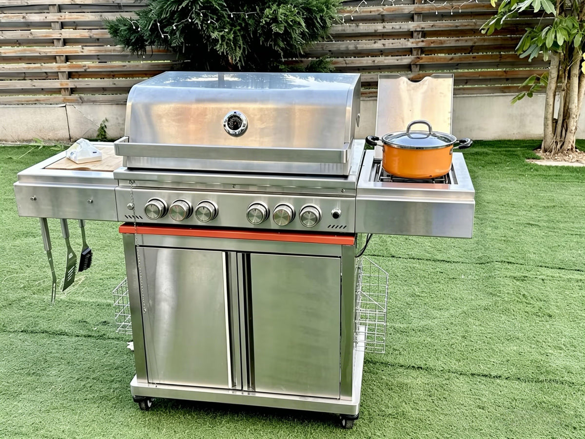 Heavy-duty SUS304 Stainless Steel 6-Burner Propane Gas Grill E289155