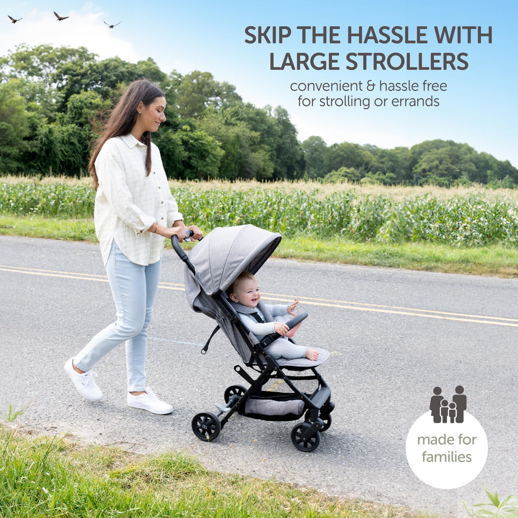Lightweight Compact Travel Stroller with Canopy, Storage Basket & Recline B808